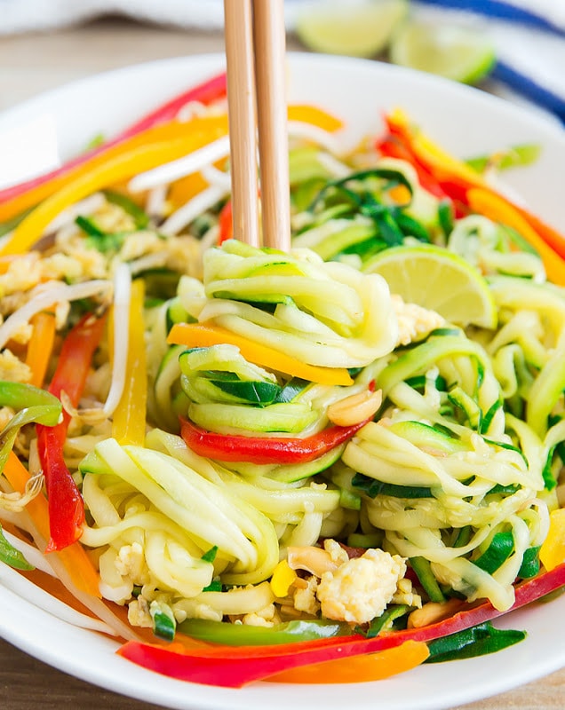 Pad Thai Zucchini Noodles - Kirbie's Cravings