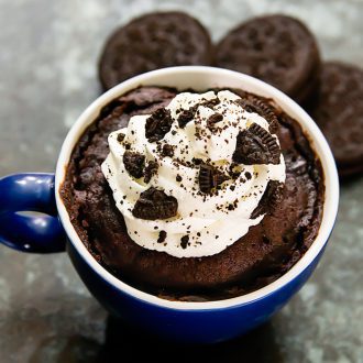 Chocolate Cookies And Cream Mug Cake - Kirbie's Cravings