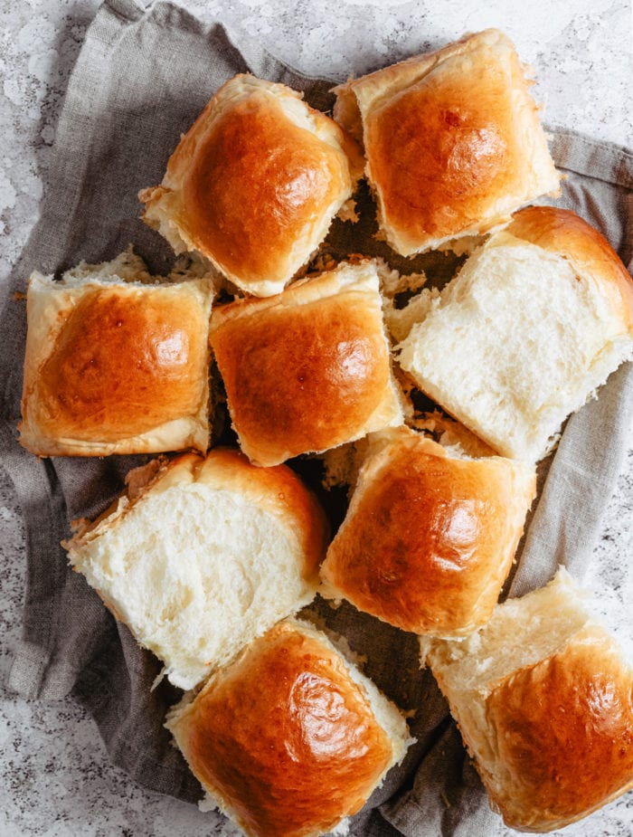 overhead photo of milk bread rolls