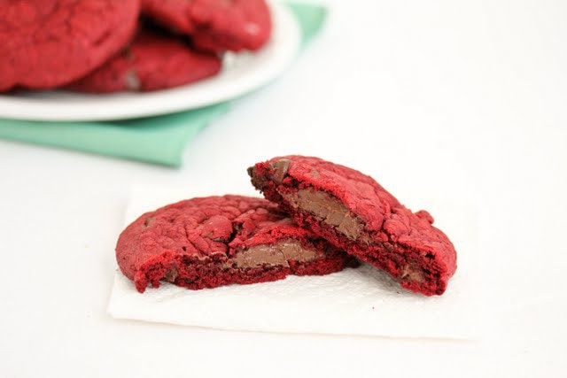 Nutella Filled Red Velvet Cookies