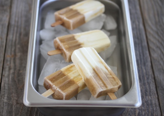 photo of four Latte Ice Pops on ice
