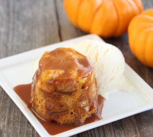 Pumpkin Bread Pudding Mug Cake - Kirbie's Cravings