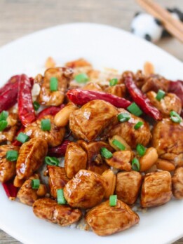 photo of a plate of kung pao chicken