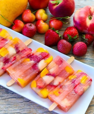 overhead photo of iced tea sangria ice pops