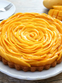 photo of a mango mousse tart