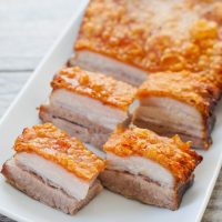 crispy golden pork belly slices
