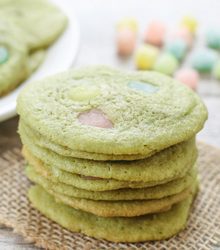 photo of a stack of matcha mochi cookies