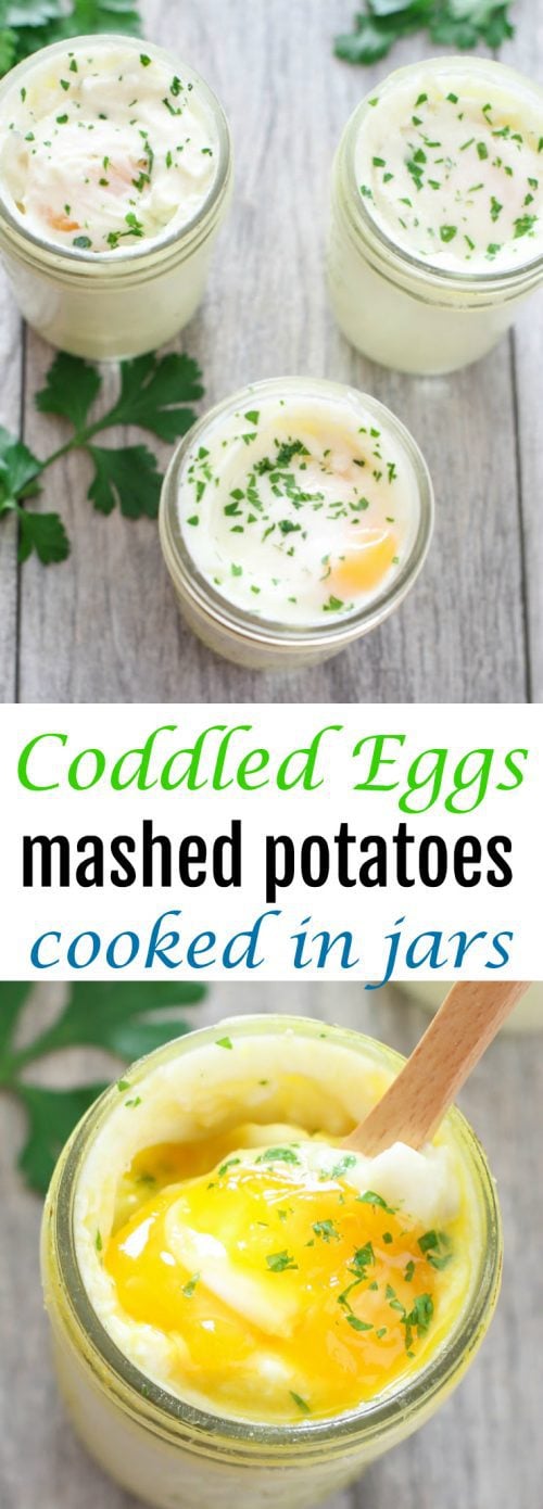 Coddled Eggs with Mashed Potatoes in Jars