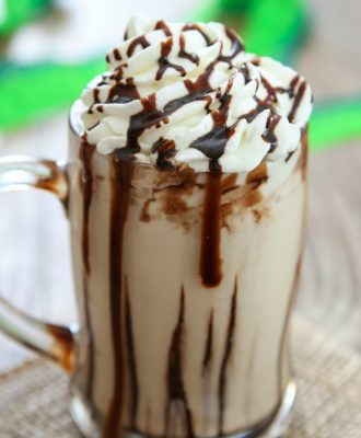 close-up photo of a baileys milkshake