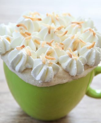 photo of a coconut mug cake