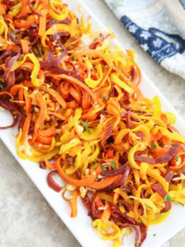 overhead photo of carrot noodles