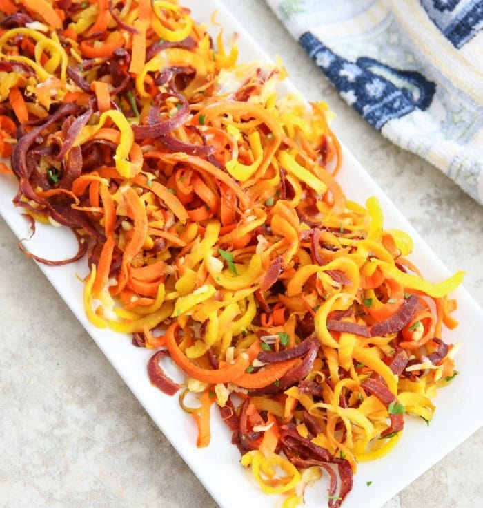overhead photo of carrot noodles