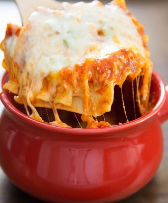 photo of lasagna in a bowl