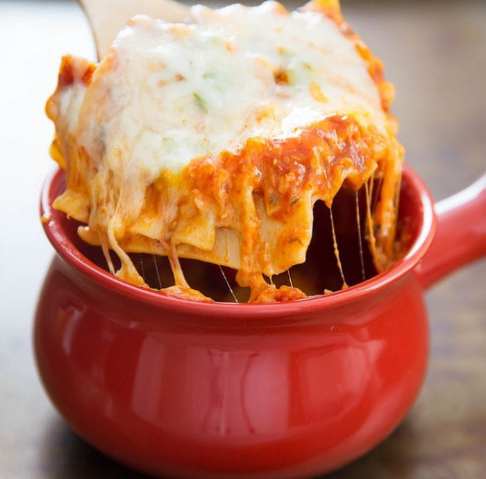 photo of lasagna in a bowl