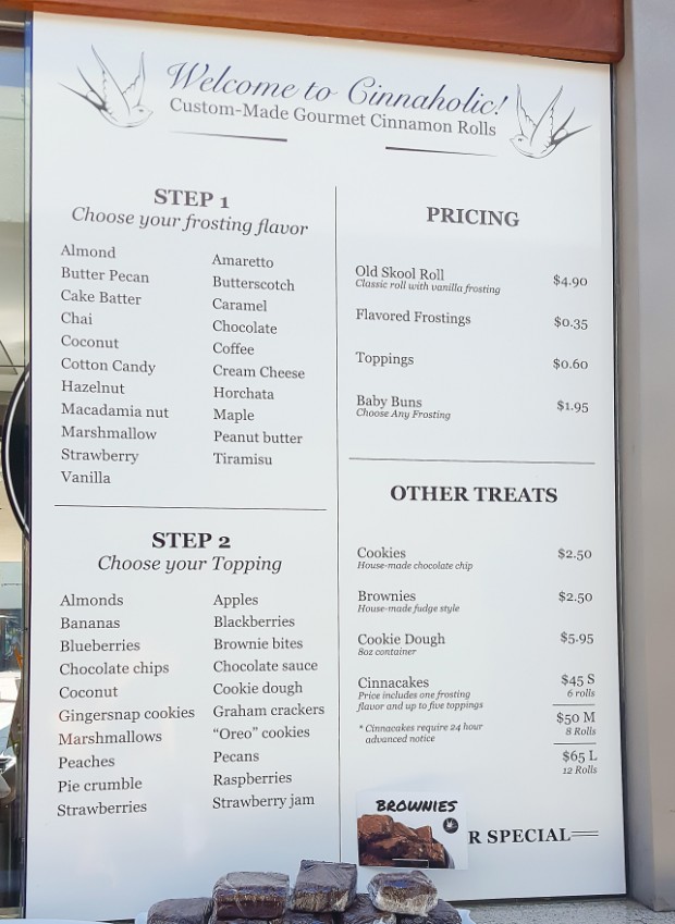 photo of the Cinnaholic menu
