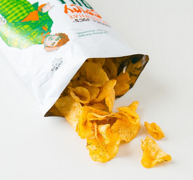 close-up photo of Somewhat Spicy Dill Flavored Kettle Chips