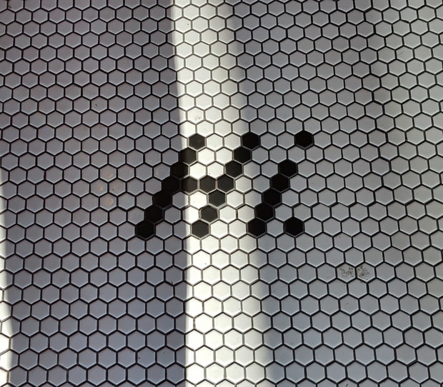 photo of the tile floor at Bing Haus