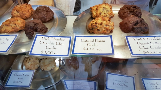 photo of the cookie display case at Levain Bakery