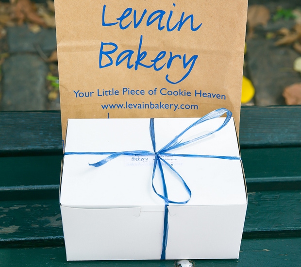 photo of a cookie box from Levain Bakery