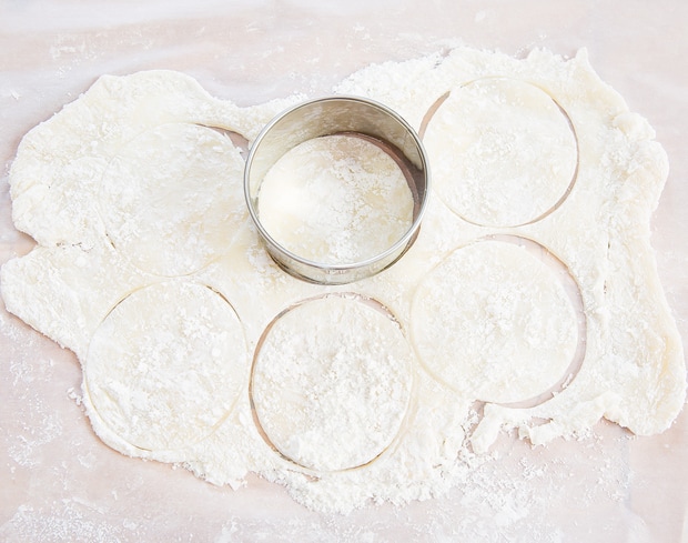 photo showing how to cut the circles out of the dough