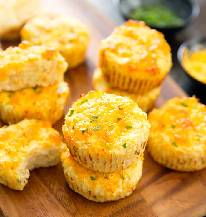 a close-up photo of cheesy cauliflower muffins