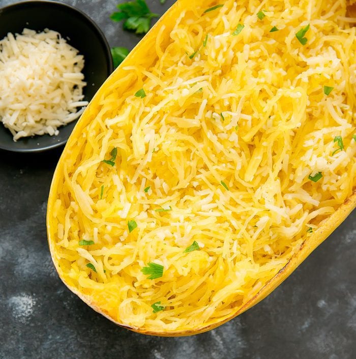 Garlic Parmesan Spaghetti Squash (Low Carb Recipe) - Kirbie's Cravings