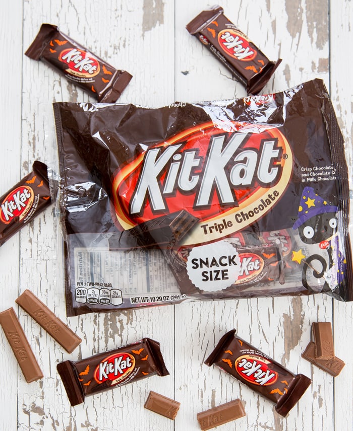overhead photo of a package of Triple Chocolate Kit Kats