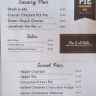photo of the menu at pop pie co