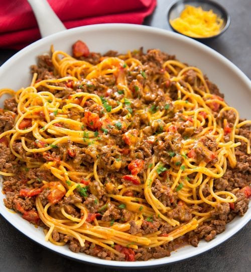 One Pot Taco Spaghetti - Kirbie's Cravings