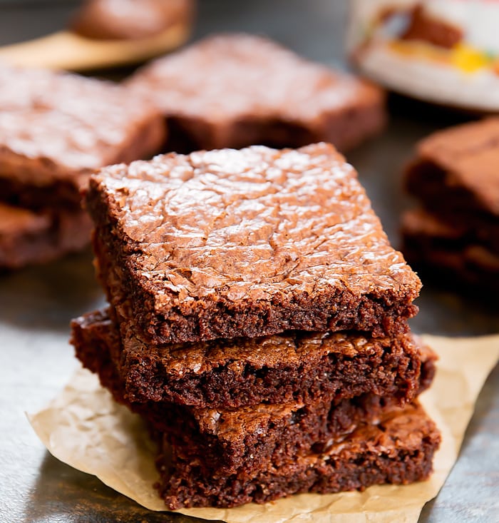 close-up photo of 3 Ingredient Flourless Nutella Brownies