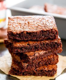 photo of a stack of nutella brownies
