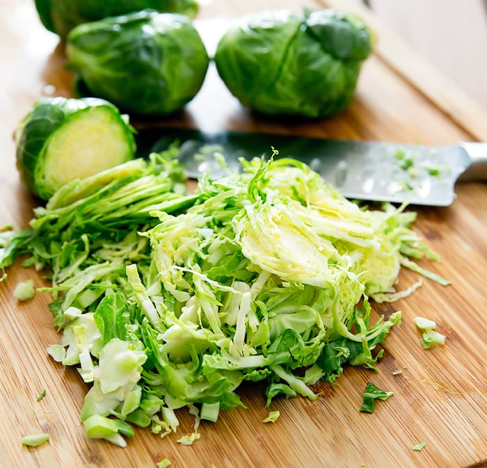 photo of how to shave the brussels sprouts