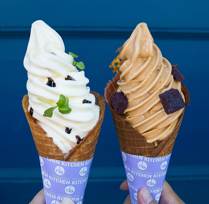 photo of two soft serve cones at Dominique Ansel Kitchen