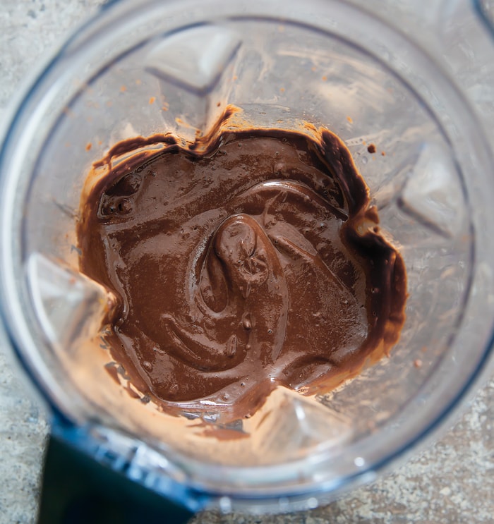 Flourless Nutella Brownies Batter in a blender