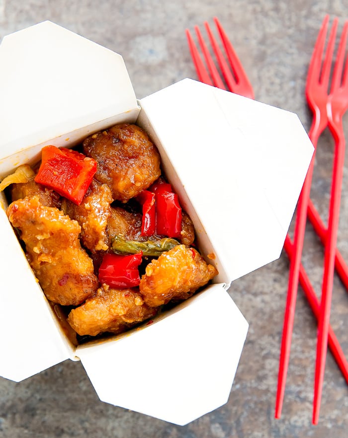 Panda Express General Tso Chicken in a take-out container