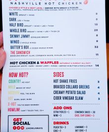menu at Howlin' Rays