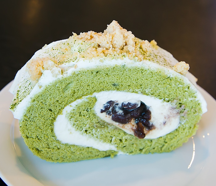 Matcha Cake Roll with Red Bean Filling from Peggy's Kitchen
