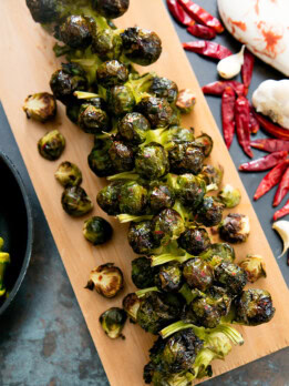 Spicy Garlic Brussels Sprouts Stalk