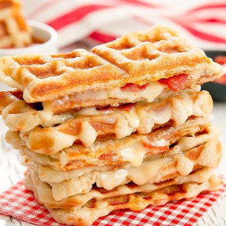 Waffled Pepperoni Pizza Grilled Cheese - Kirbie's Cravings