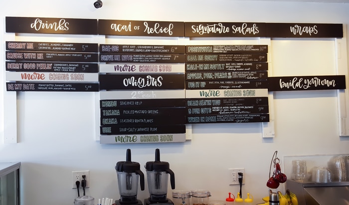 photo of the menu at Cafe Stems