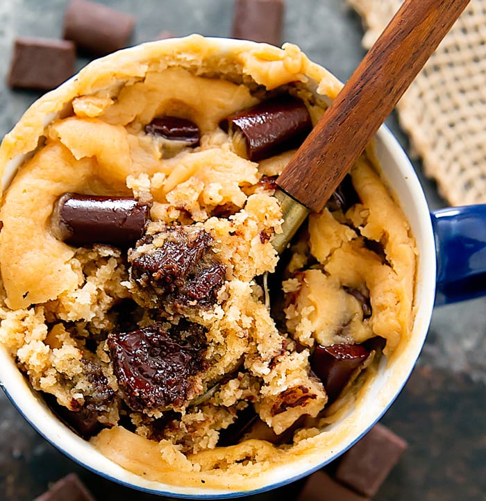 Peanut Butter Chocolate Chip Mug Cake - Kirbie's Cravings
