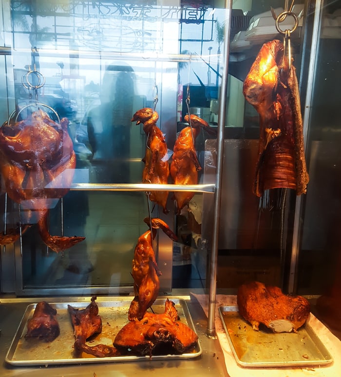 photo of roasted meat in a display