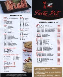 photo of the first part of the Tasty Pot menu