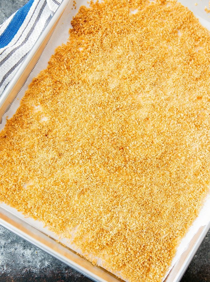 photo showing how to bake the panko breadcrumbs