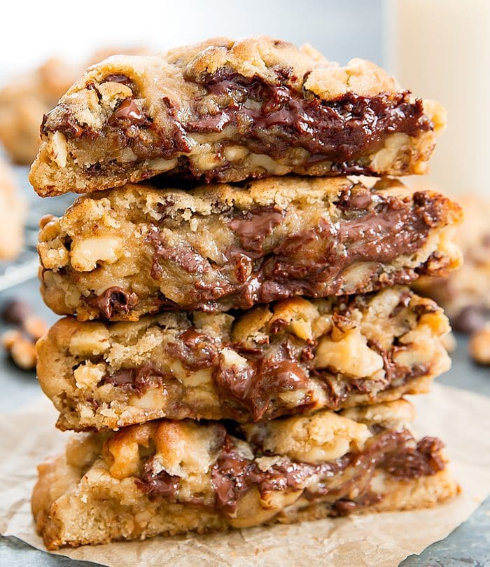 photo of a stack of Levain Bakery Chocolate Chip Cookies