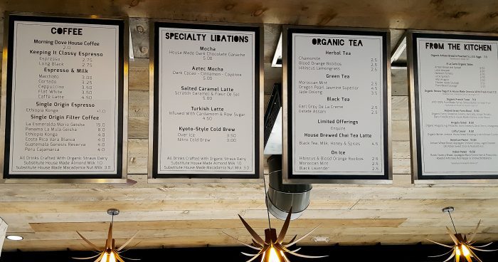 photo of the menu at Lofty Coffee