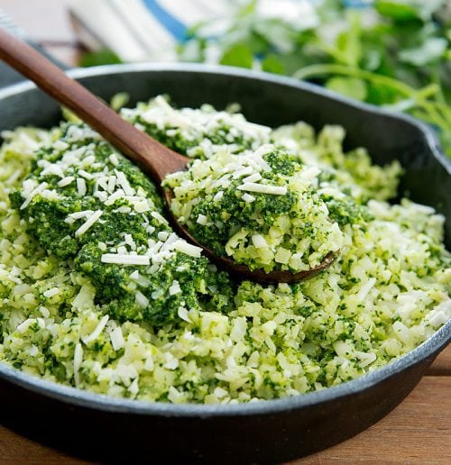 Pesto Cauliflower Rice - Kirbie's Cravings