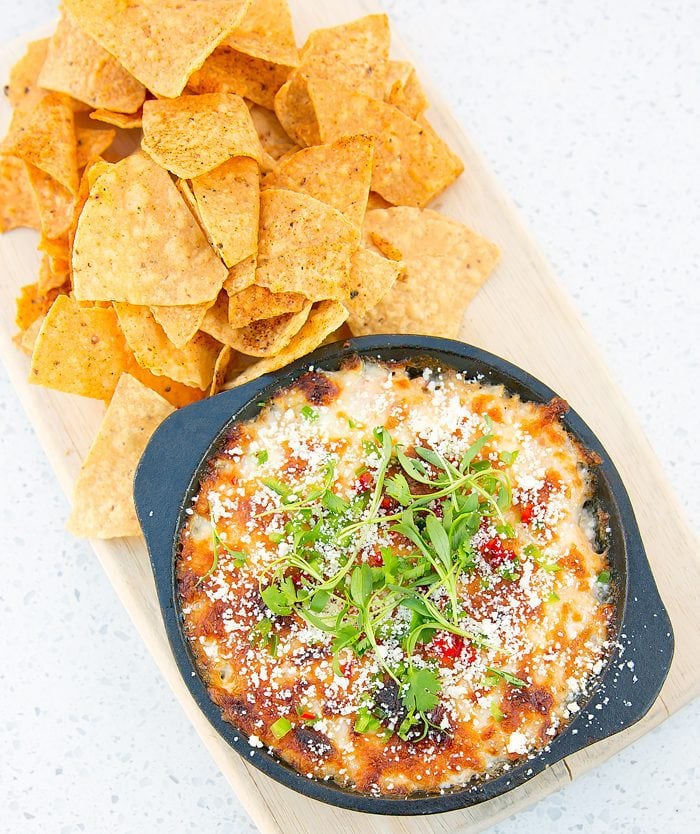 overhead photo of Lobster Queso Fundido