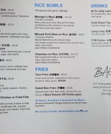 photo of the menu at Bao Haus