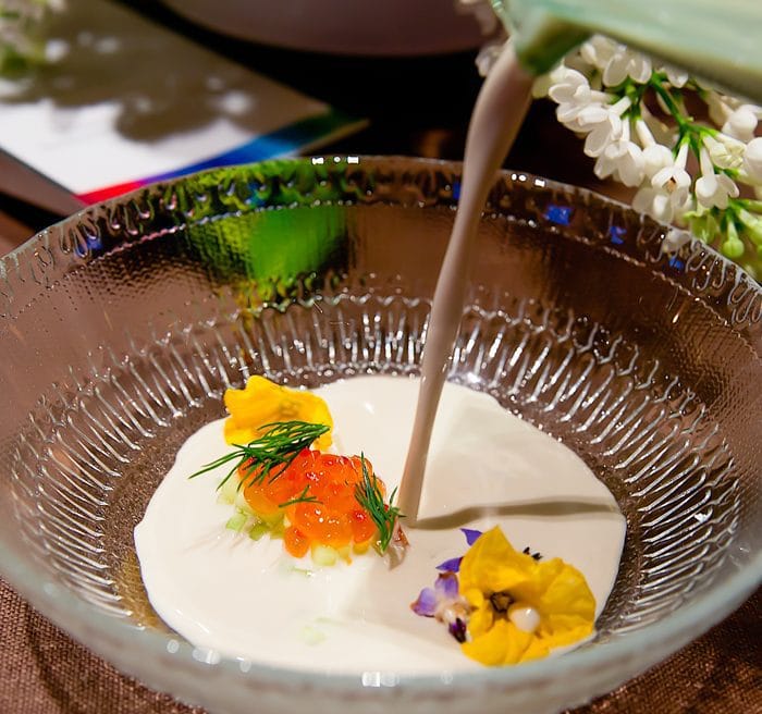 photo of Walnut Soup with Cucumber and Smoked Trout Roe